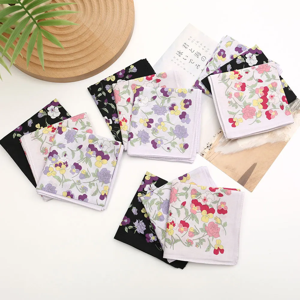 Fazzoletto da donna in cotone stampato da 3/6/12 pezzi, fazzoletto vintage con fiori nostalgici, fazzoletto portatile da sposa 43 cm