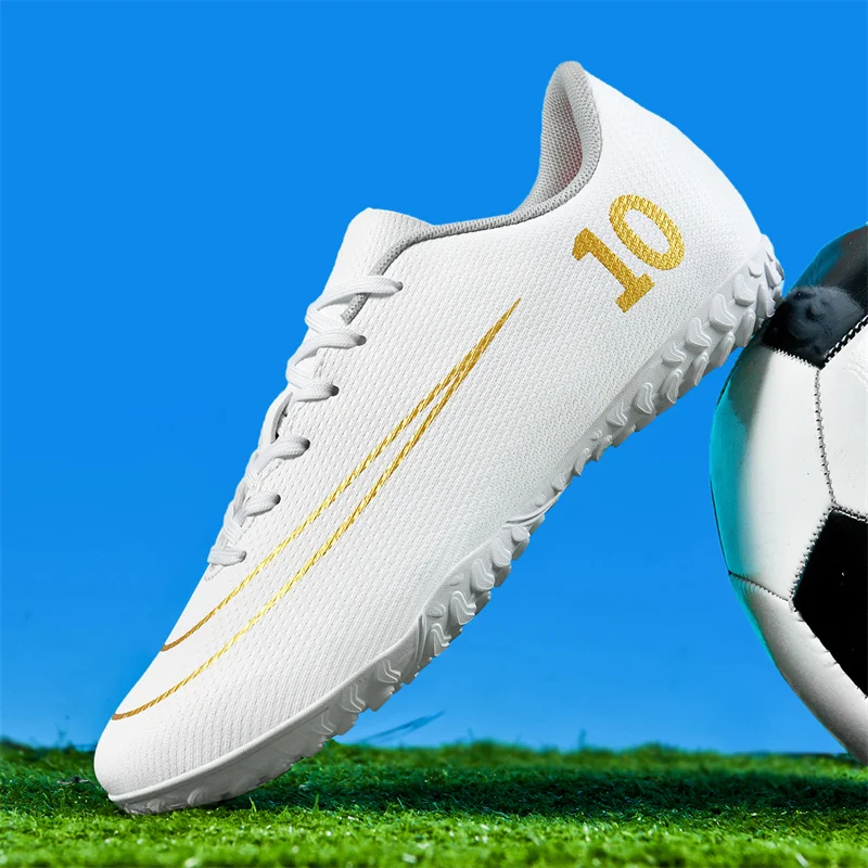 Men Light Soccer Shoes TF/FG Ankle Football Boots Outdoor Non-slip Grass Professional Training Match Sneakers Size 31-46