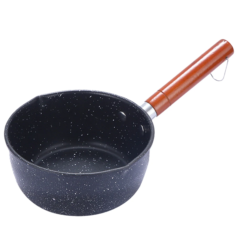 Sartén antiadherente para salsa, olla de cocina con mango de madera, cacerola para leche, 14cm, a prueba de palo, para cocina de inducción, estufa de Gas