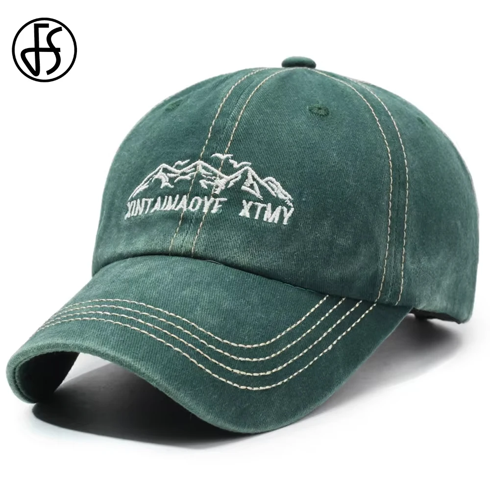 

FS Vintage Green Baseball Cap For Men Women Hat Stylish Letter Embroidery Trucker Hats Cotton Sunshade Golf Caps Gorras 2026