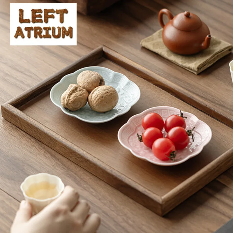 

Ceramic Small Fruit Dish Plate Ceramic Home Chinese Zen Cute Snack Trinket Dish Tea Tray Fruit Table Porcelain Plate Kitchen