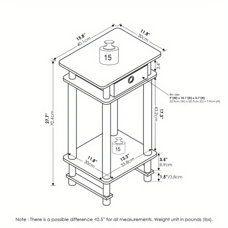 Tavolo alto con scomparti portaoggetti Espresso/Marrone ha un'elegante finitura espresso e marrone