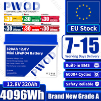 PWOD Mini 12V 320AH Lifepo4 Battery Built-in BMS Grade A Lithium Iron Phosphate Batteries For Camping Solar Boat Golf EV RV