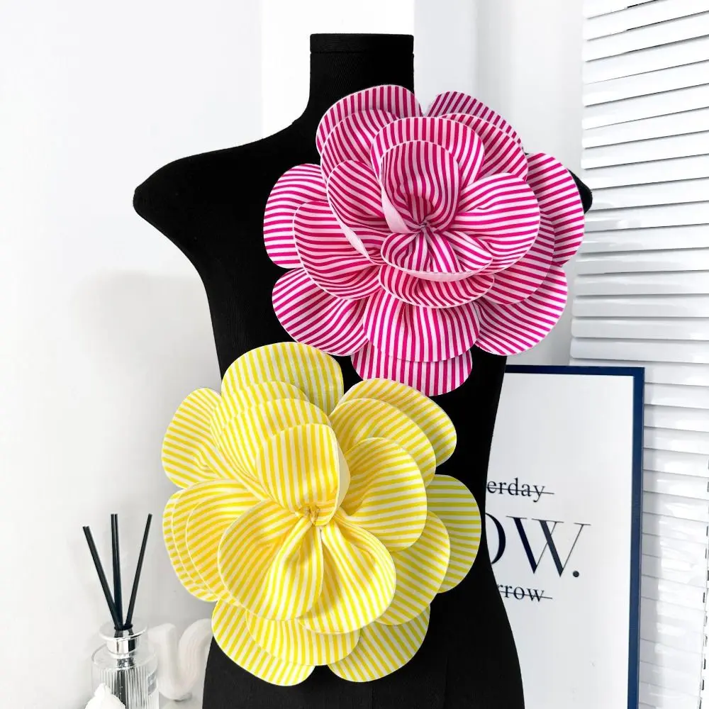 New 27cm Rose Flower Headpiece Stripe Handmade Corsage Multi-layered Bridal Headband Apparel Shoes and Bags