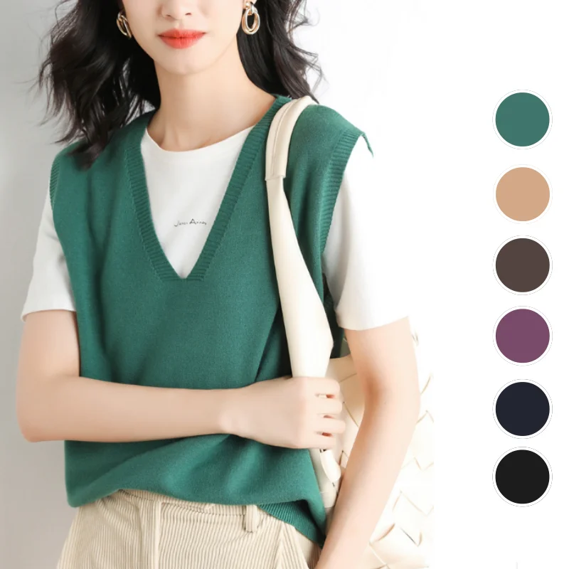 

Women's Wool Blend Vest Sleeveless V Neck Ribbed Knit Split Pullover Sweater Vest WAIST COAT