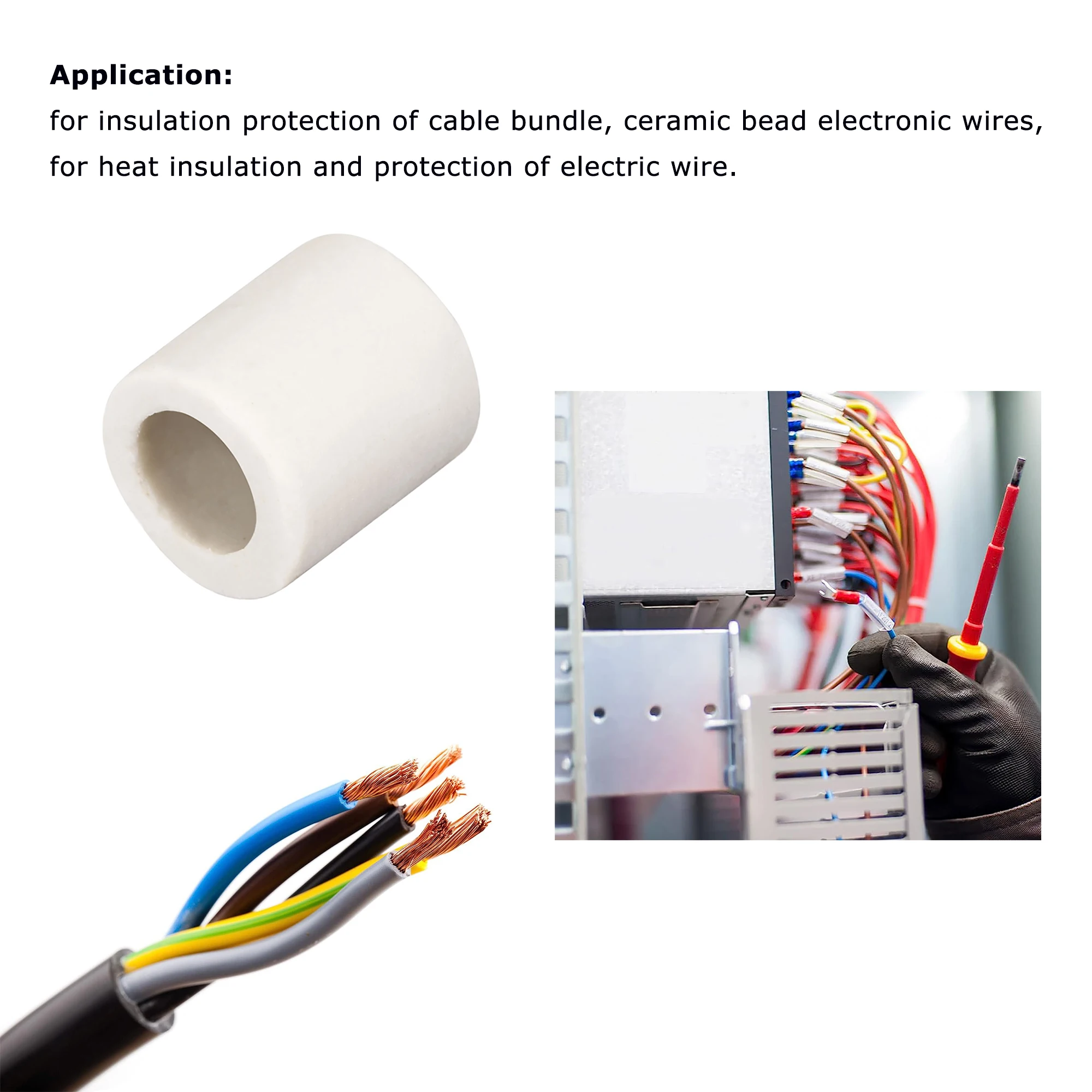 20/50Pcs 6mm Dia Ceramic Tube Insulated Electronic Wire Bundle Heat Insulation Protection Insulating Pipe Porcelain Bushing Tube