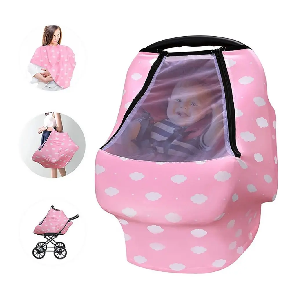 Accessories Breathable Baby Car Seat Cover Lightweight Organic Cotton Stroller Cover Elastic Breastfeeding Covers