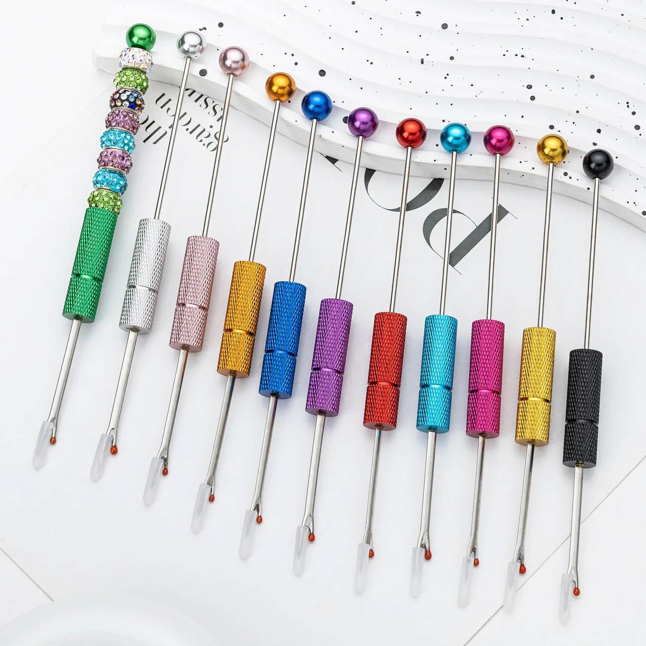 12pcs DIY Beaded Metal Thread Remover Cross Stitch Sewing Household Thread Picker Portable Beadable Thread Cutter