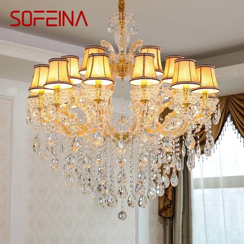 

SOFEINA Luxurious Candle Pendent Lamp European Style Crystal Lamp Living Room Restaurant Villa Duplex Building Chandelier