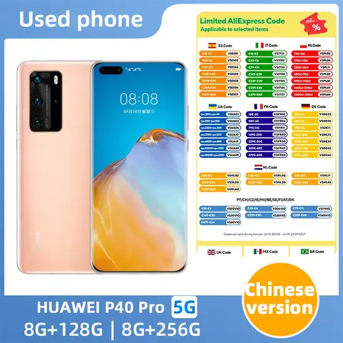 HUAWEI P40 Pro 5G Smartphone Android 6.58 inch 50MP+32MP 256GB ROM 8GB RAM Mobile phones IP68 waterproof used phone