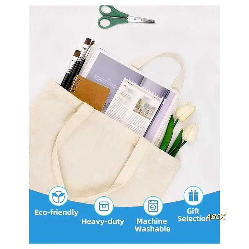 

Canvas Tote Bag Bulk 24 Pack 14X15 Inches 10Oz Light Weight Reusable Grocery Shopping Cloth Bags Sublimation Bag