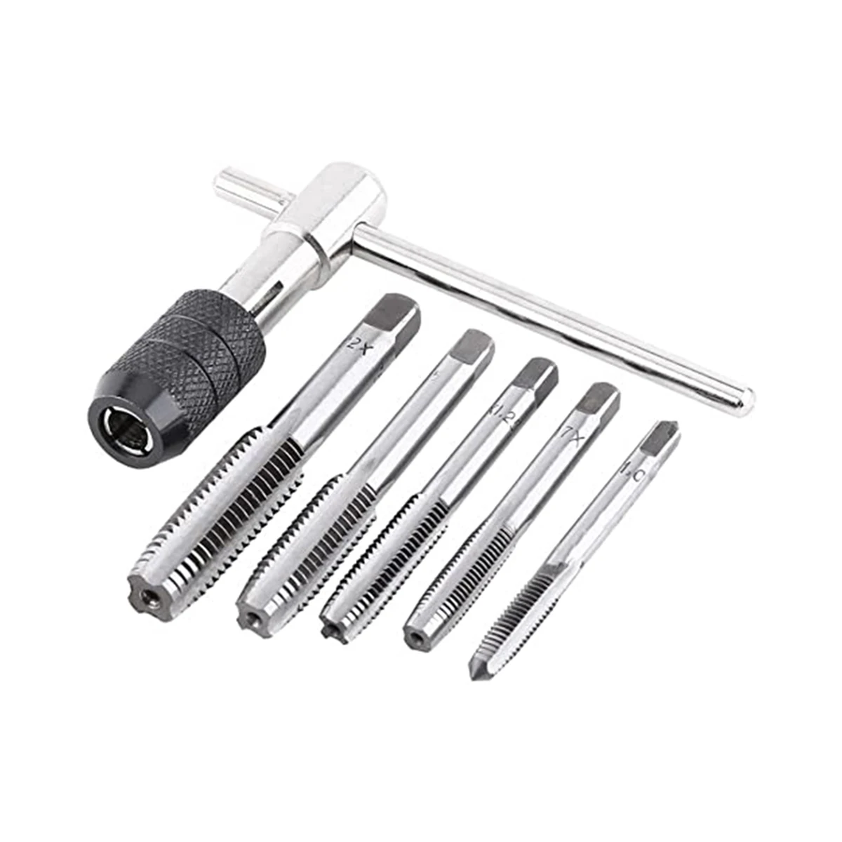 6Pcs Metric Thread Tap Drill Machine Screw Thread Plug Tap Drill Set Hand Tools M3 M4 M5 M6 M8 With T-type Wrench Hand Tools Set