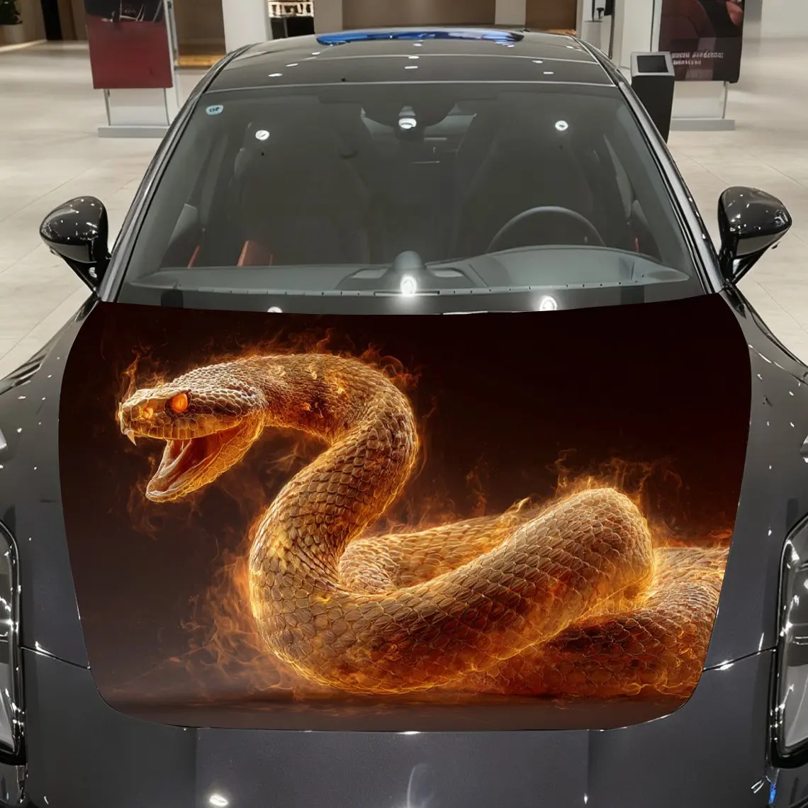 Fire Snake Car hood packaging sticker, PVC material, self-adhesive waterproof, anti-slip paint, car exterior decoration accessor