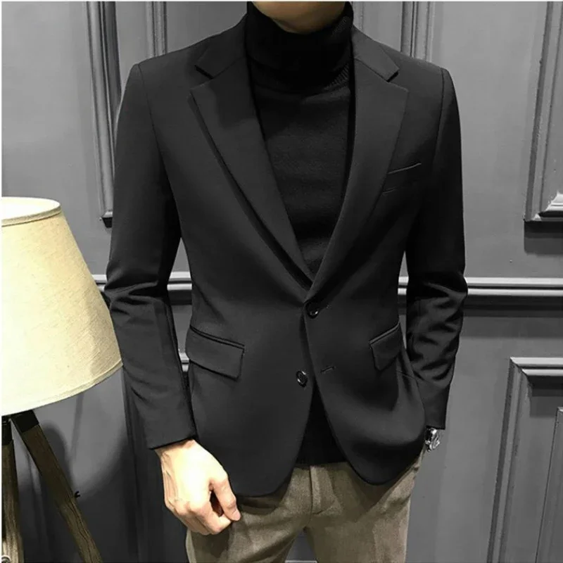 Brown Men\'s Suit Jackets Single Breasted Coat Gray Male Blazer Simple New in Clothing Menswear Fashion 2024 Fashionable Classic