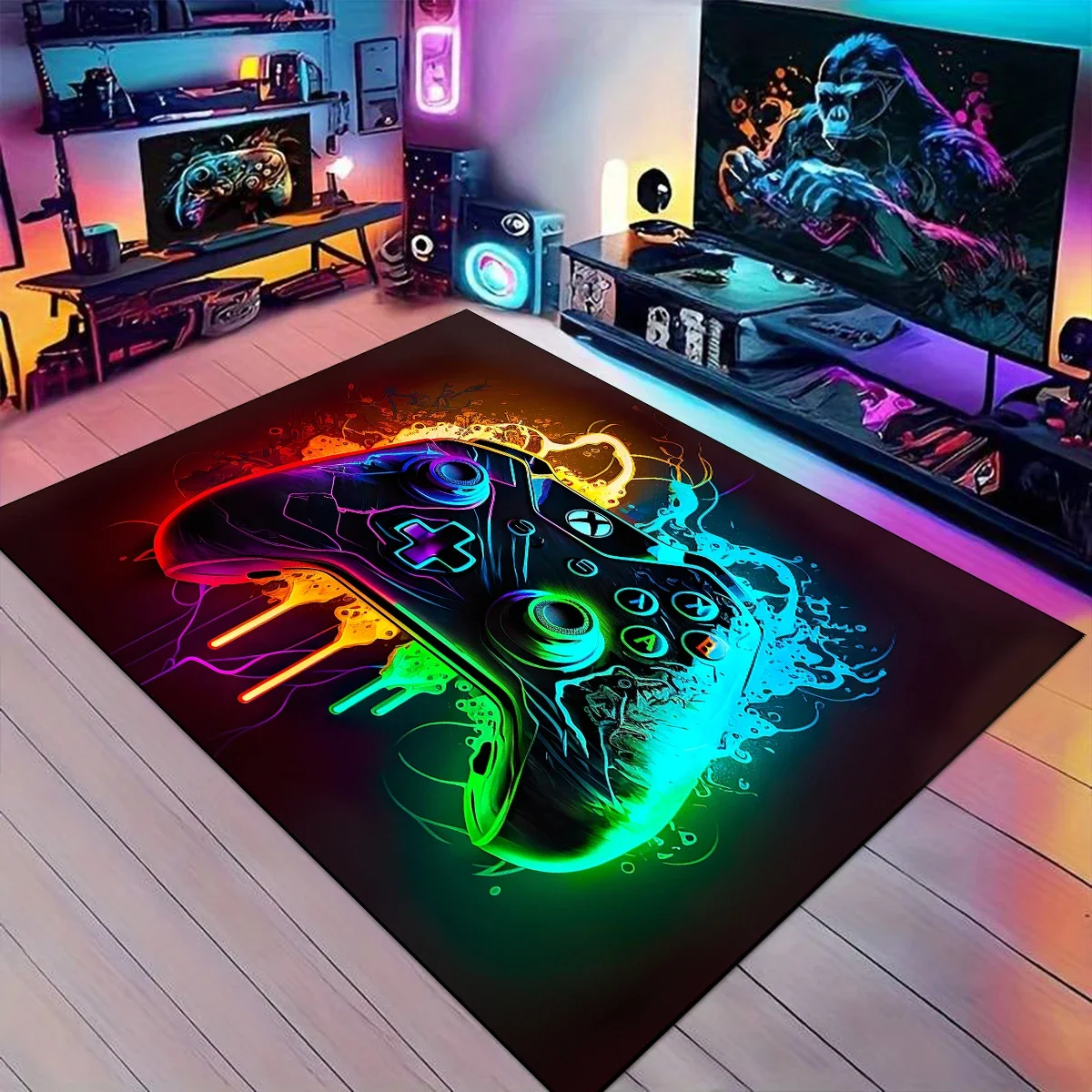 

Gaming Mats Bedroom Rug Gamer Carpet Non-slip Wear-resistant Living Room Floor Mat American Laser Light Large Size Study Rug 양탄자