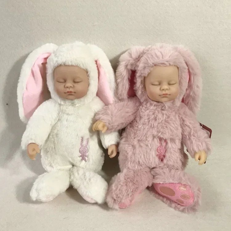 [ Funny ] 45cm Simulation dolls & Reborn baby doll Sleep placate fashion bunny rabbit baby doll plush toy soft kids child gift