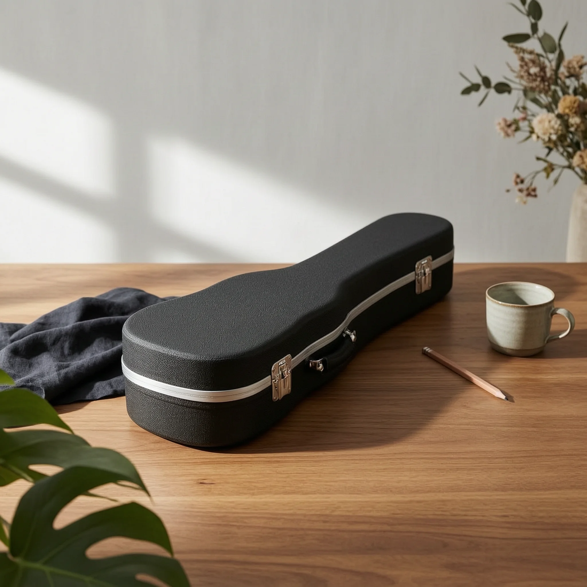 

ABS Guitar Case Moisture Resistant Waterproof Guitar Case Safety Lock Buckles Cushioned Lined Interior for Beginners, Transport
