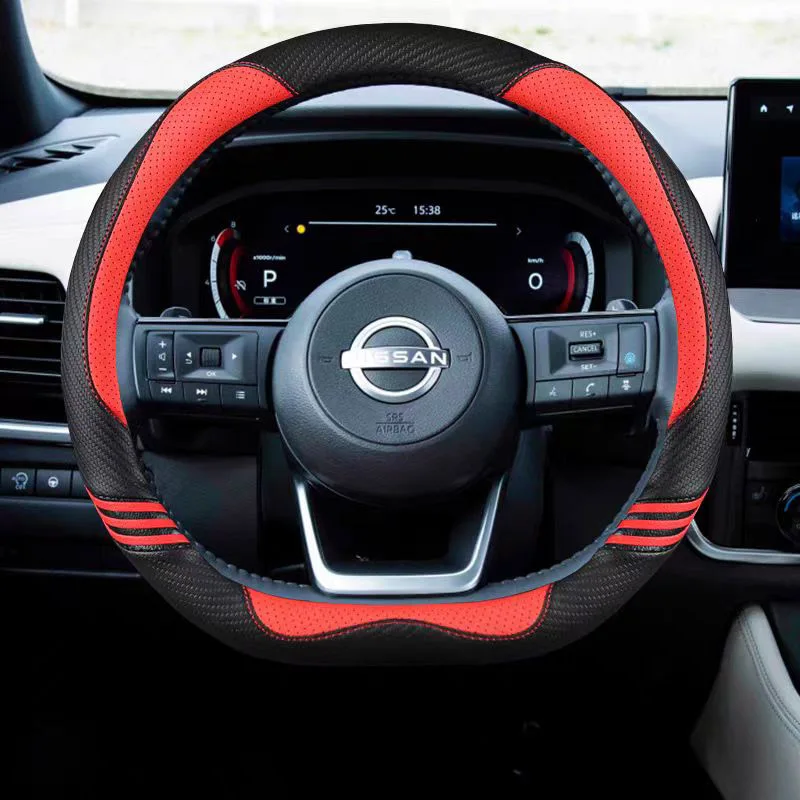 Cubierta de volante de coche en forma de D para Nissan x-trail Qashqai March Serena Micra Kicks 2017-2019 Altima Teana 2019 Sentra 2022