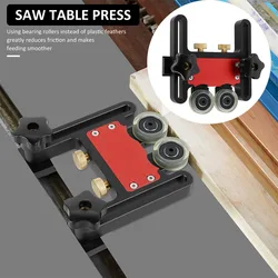Table Saw Bearing Roller Feeder Aluminum Alloy Sliding Feeding Guide Roller Feather Board Auxiliary Tool Adjustable Stock Guides