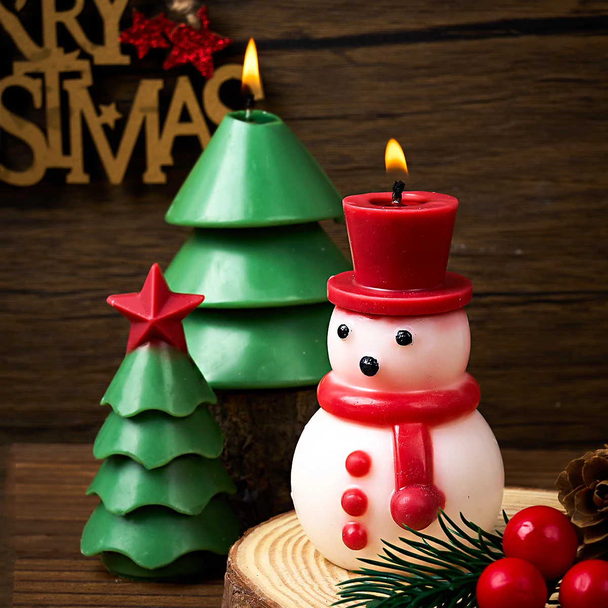 New Christmas Tree Snowman Silicone Mold DIY Aroma Candle Handmade Mould Gypsum Cement Pouring Christmas Mould 3D Ornament Craft