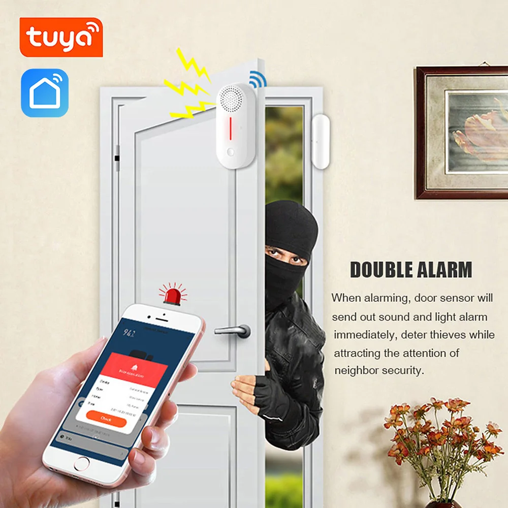 Imagem -04 - Tuya-wifi Função Porta Sensor Alarme de Som Vida Inteligente Home App Prevenir Janela Ladrão Alerta de Segurança Família Detector Anti-theft