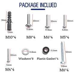 Hot TV Mount Hardware Kit Universal VESA Wall Mount Screw Washer Spacer Pack (M4 M5 M6 M8 M10) for TV and Monitor Mounting