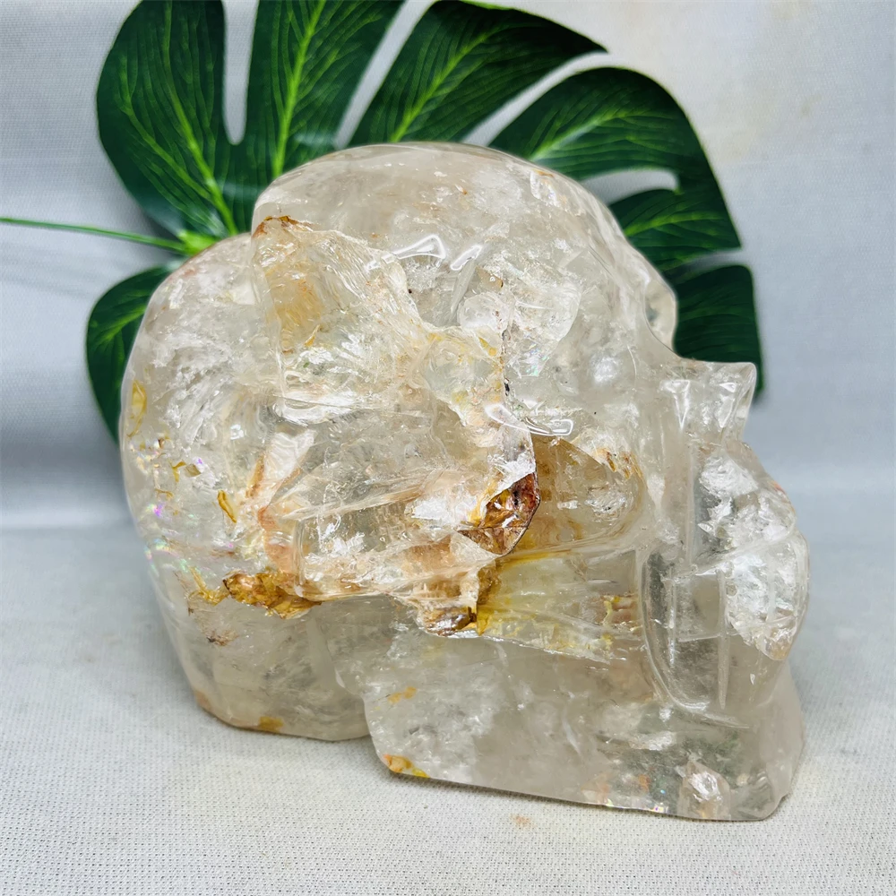 Natural Gemstone Clear Crystal Rainbow Crystal Collodion Quartz Skull Death With Hope Faith Ability Spiritual Meditation Healing