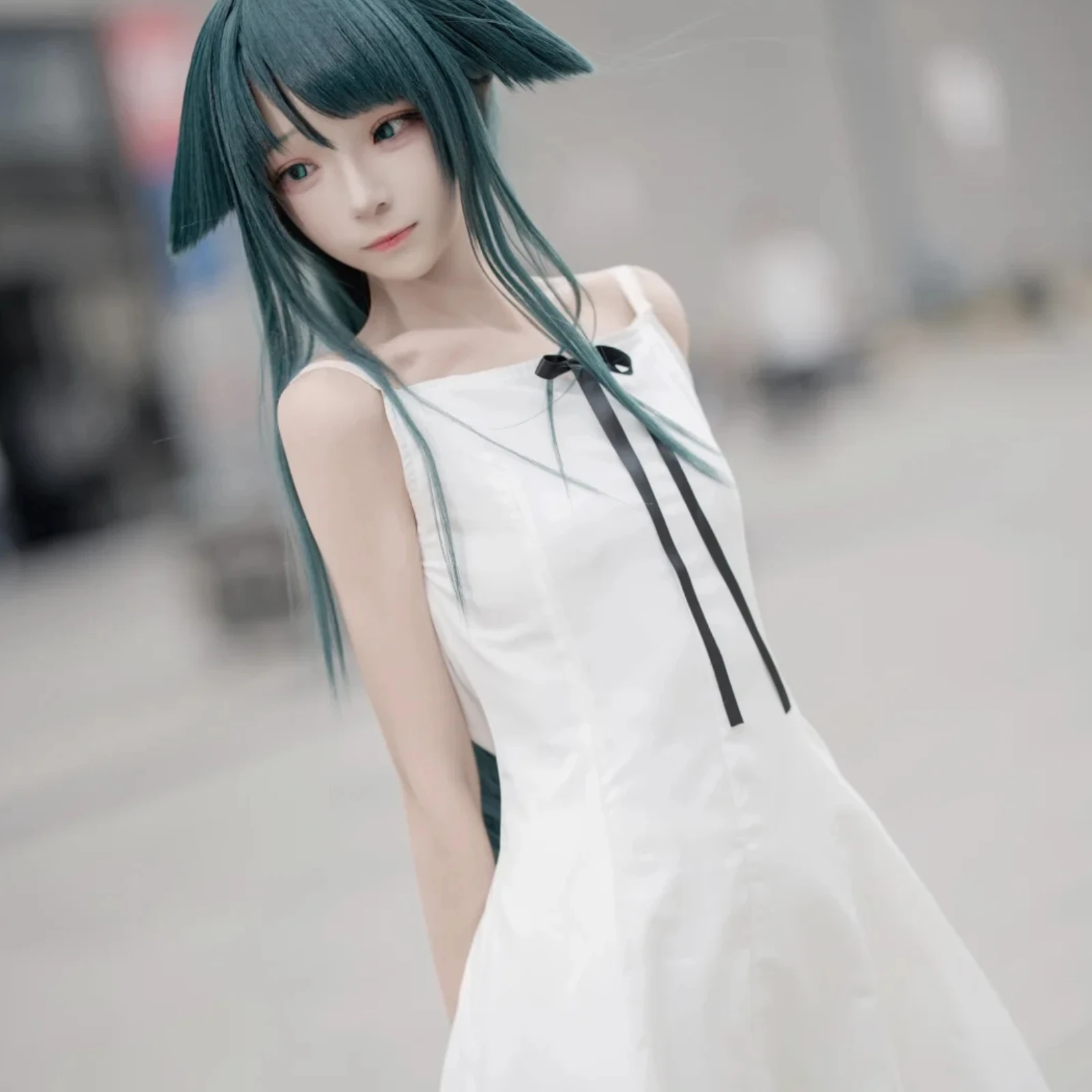 Saya No Uta Cosplay Costume Saya White Strap Dress Full Set with Wig for Comic Con Anime Roleplay Saya Women Outfit view 4
