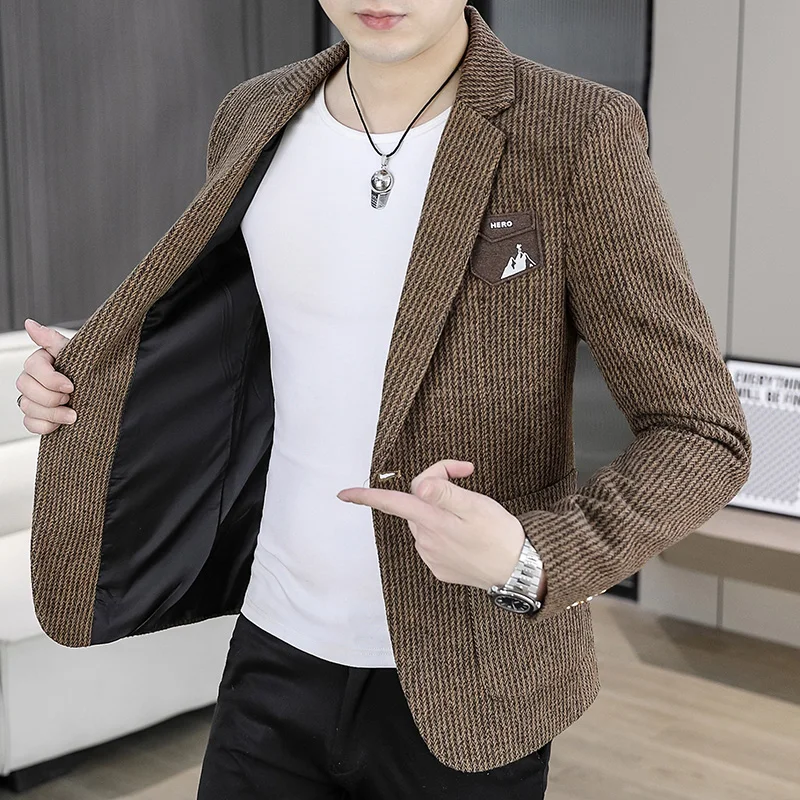 

Blazer Men's Fashion Outdoor Travel Gentleman Wedding Slimming Business Versatile Trendy Casual Korean-style Formal Wear Blazer