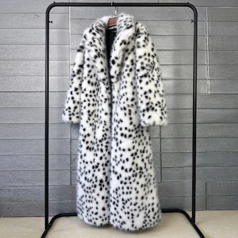 معطف فرو مطبوع عليه الفهد لعام 2026 معطف نسائي طويل X من فرو الثعلب الصناعي للخريف والشتاء ملابس خارجية سميكة سترات فضفاضة للسيدات #3