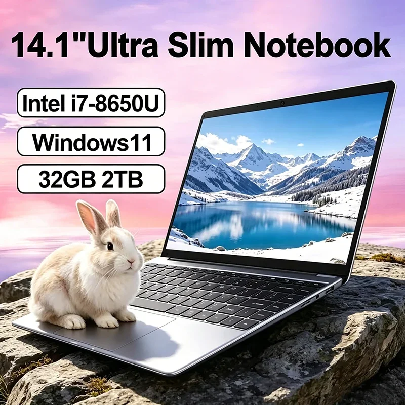 14.1 Inch Office Laptop Windows 11 Intel Core I7 8650U 32GB 2TB Notebook Computer PC 1920*1080P HD 16GB RAM 2TB SSD