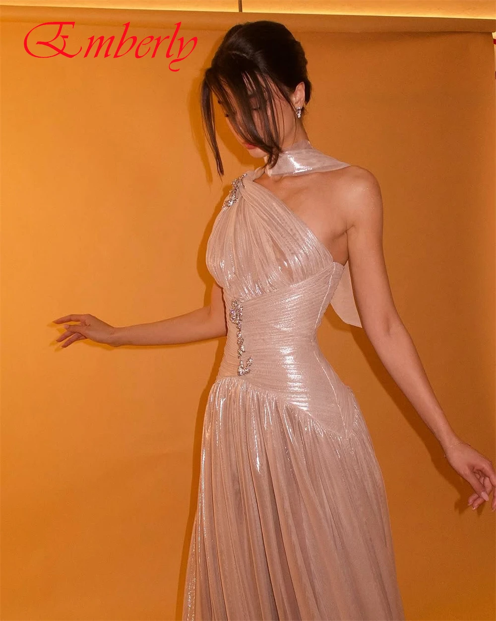 Personalizado luxo organz a linha vestido de noite clássico um ombro sem mangas vestidos de baile sexy vestidos de ocasião especial