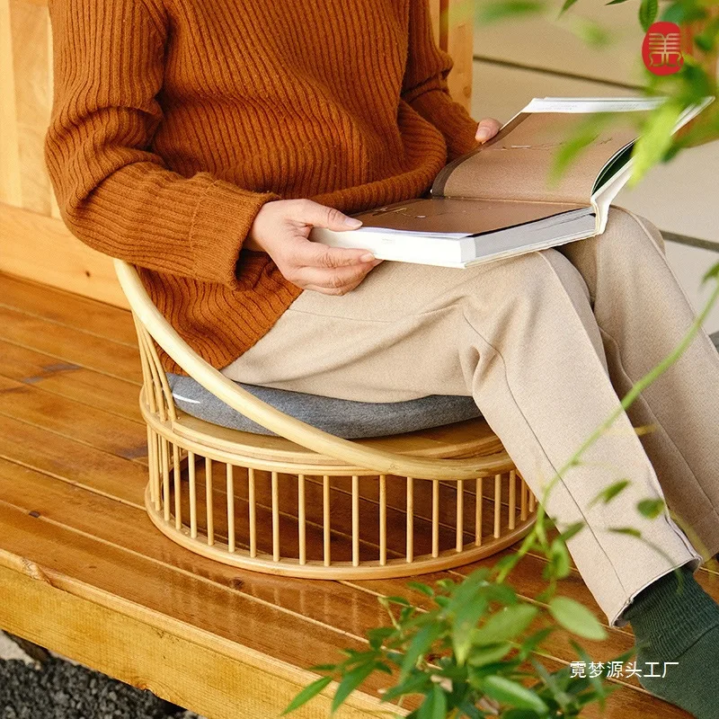 

Minimalist Bamboo Tatami Chair Balcony Bay Window Backrest Seat Living Room Casual Low Stool Japanese Style Modern Furniture