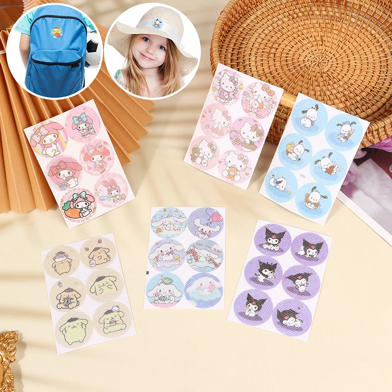 36Pcs Sanrio My Melody Kuromi Cinnamoroll Anti-Mosquito Stickers Screen Patch Stickers Anti Mosquito Clothing Hat Decoration