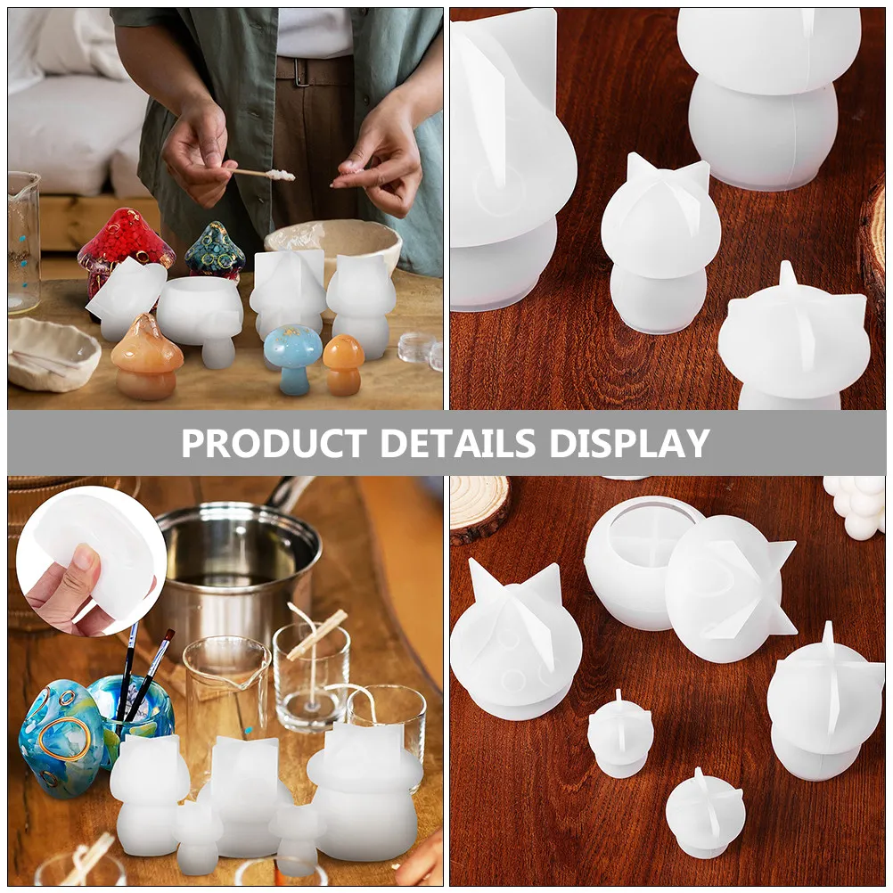 

7Pcs Mushroom Design Silicone Tray Mold for Epoxy Resin Casting DIY Trinket Dish Jewelry Organizer Home Office Decoration Craft