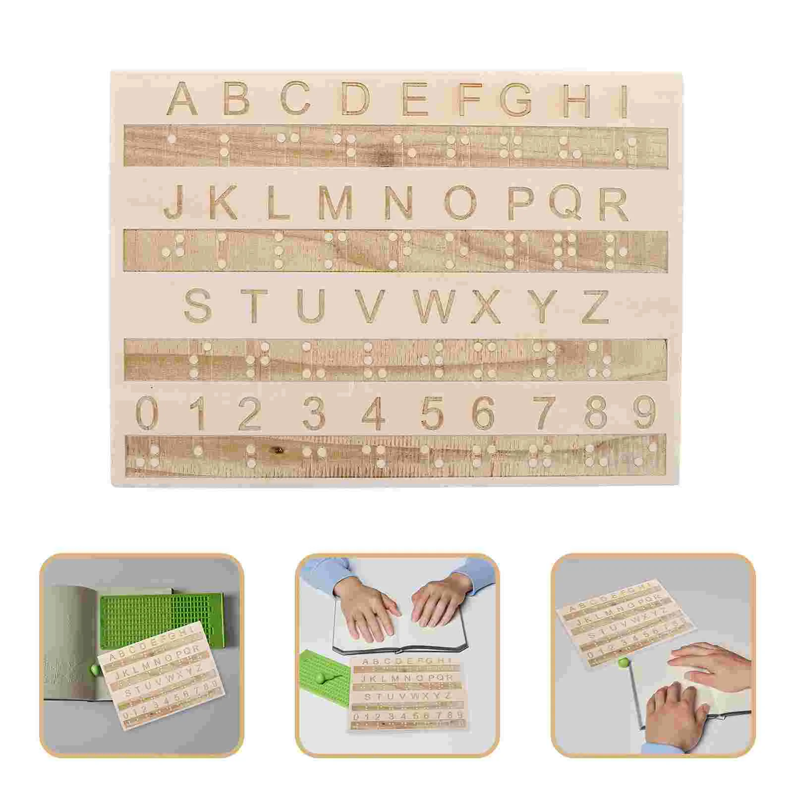 Braille Alphabet Board Fingerboards Low Vision Products for Blind Wooden Tracing