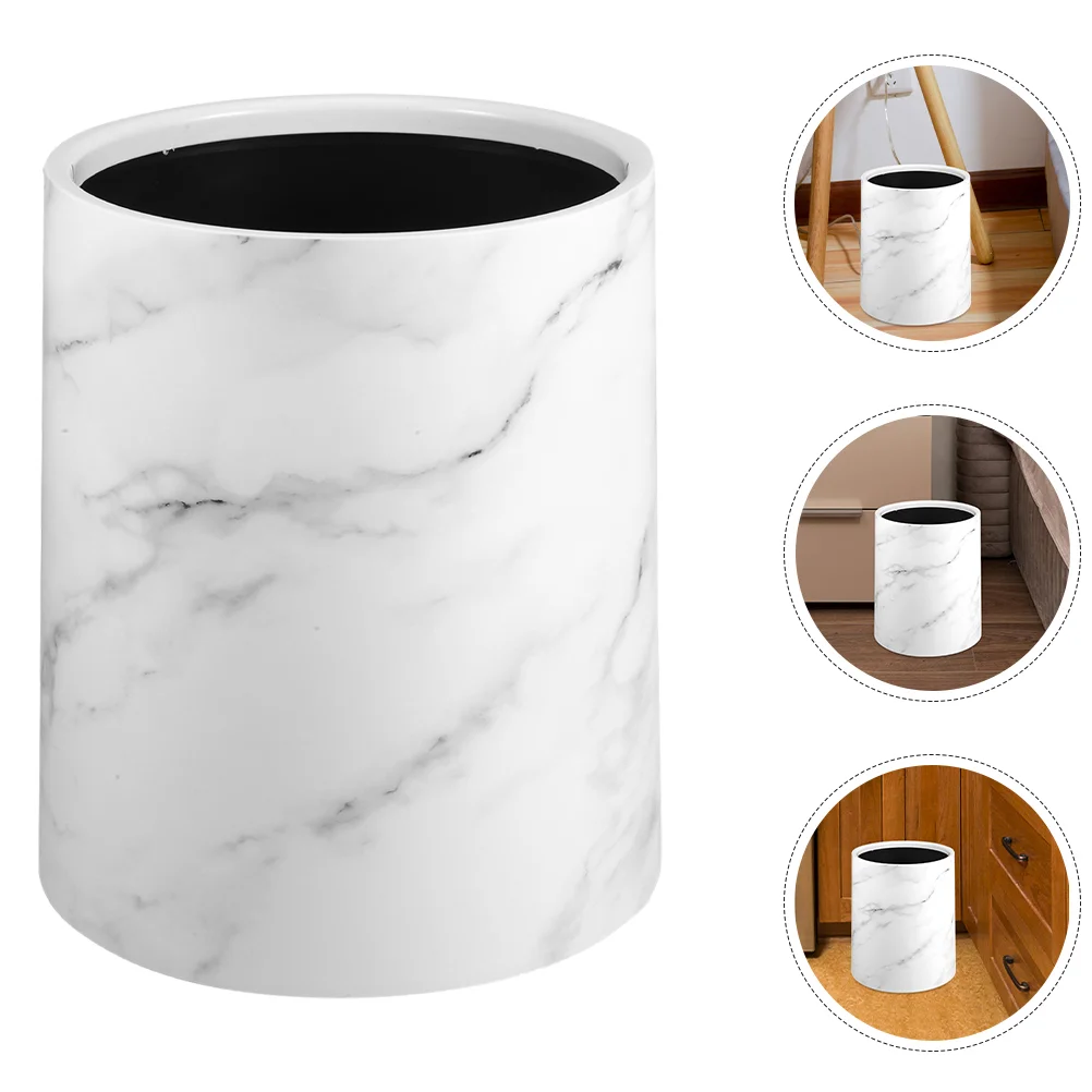 Marbling Trash Can Lidless Trash Can Marble Pattern Round Garbage Can Wastebasket