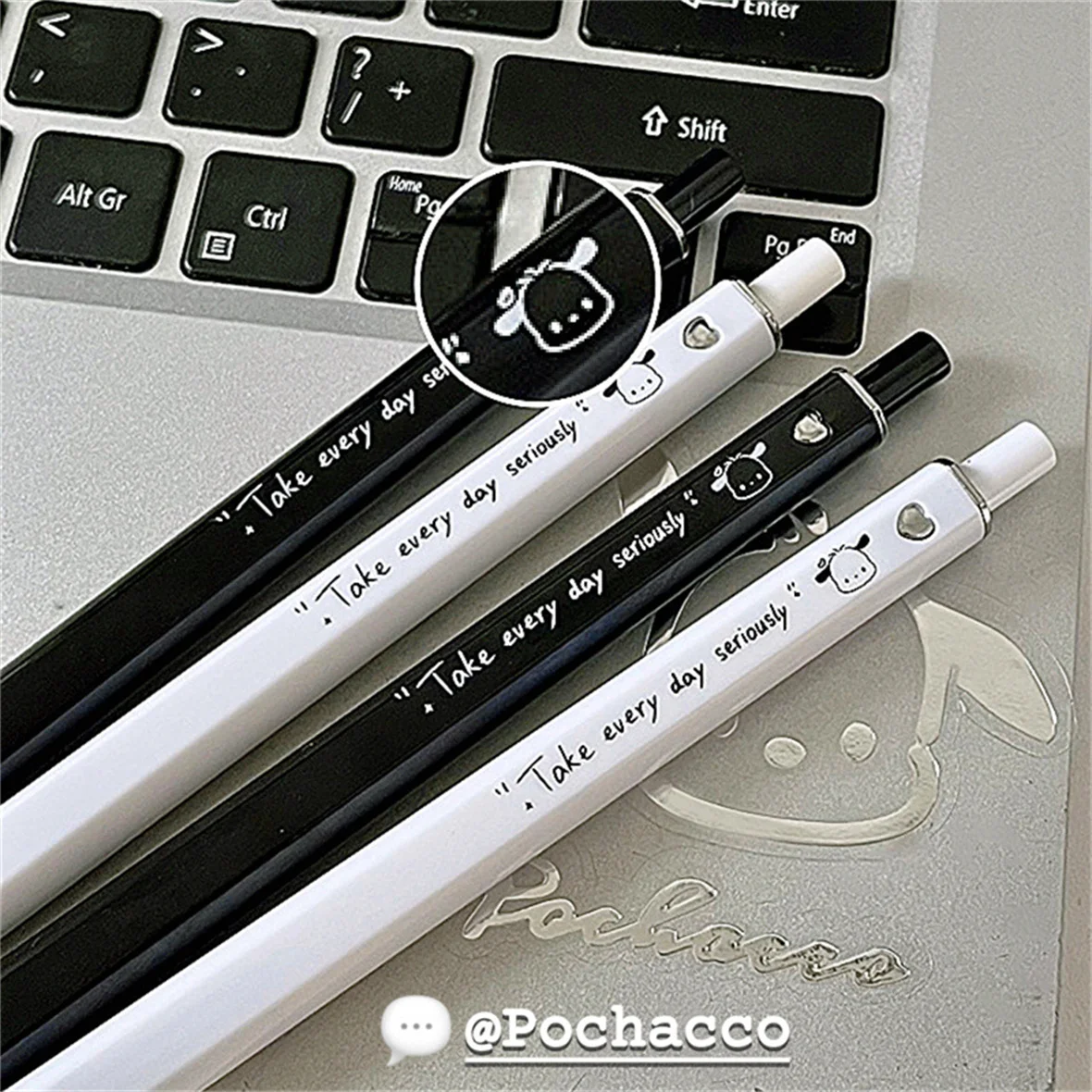 6PCS Pacha Dog Square Pen High Quality Press Neutral Quick Dry ST0.5mm Black Pen School Supplies Office Stationery Gift