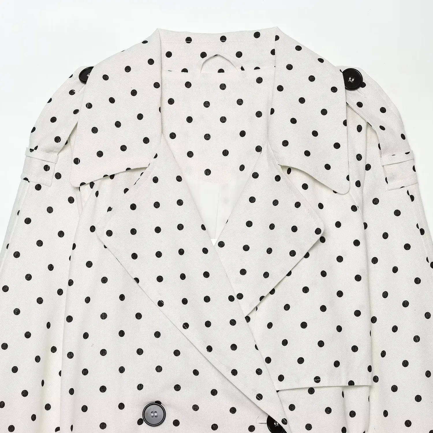 JNLEAOG Summer New Polka Dot Comfortable Personalized Women's Coat Jacket Outerwear Polyester Slim Fit Long Sleeve Flip Collar