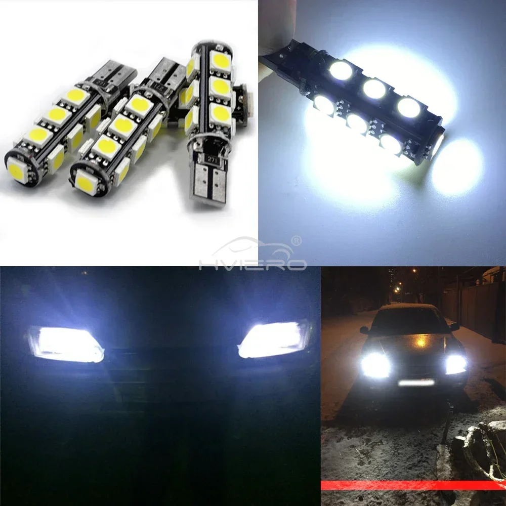 2 uds T10 194 W5W 5050 13smd bombillas LED blancas para estacionamiento luces de matrícula de maletero lámpara de señal de giro trasera DC 12V faro