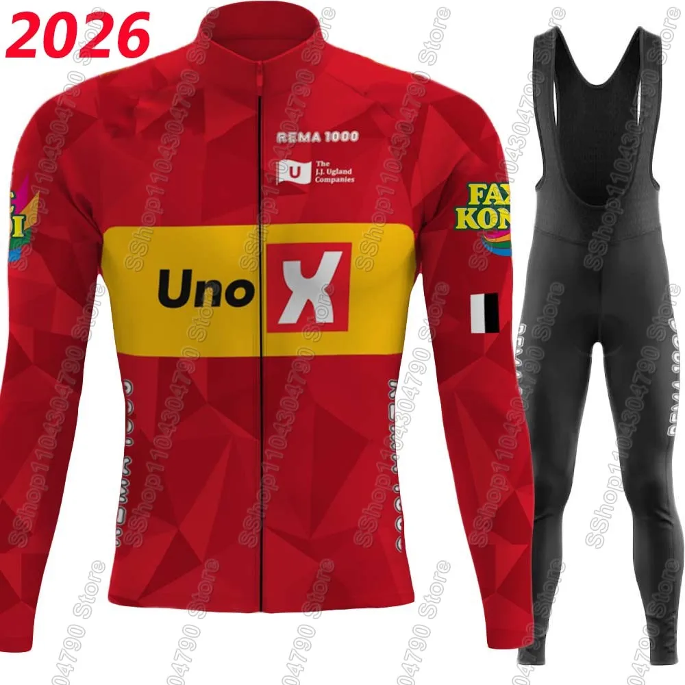 Uno X Pro team 2026 Cycling Jersey Set Long Sleeve Norway Mountain Clothing Suit Mens MTB Bike Road Pants Bib Maillot Ropa