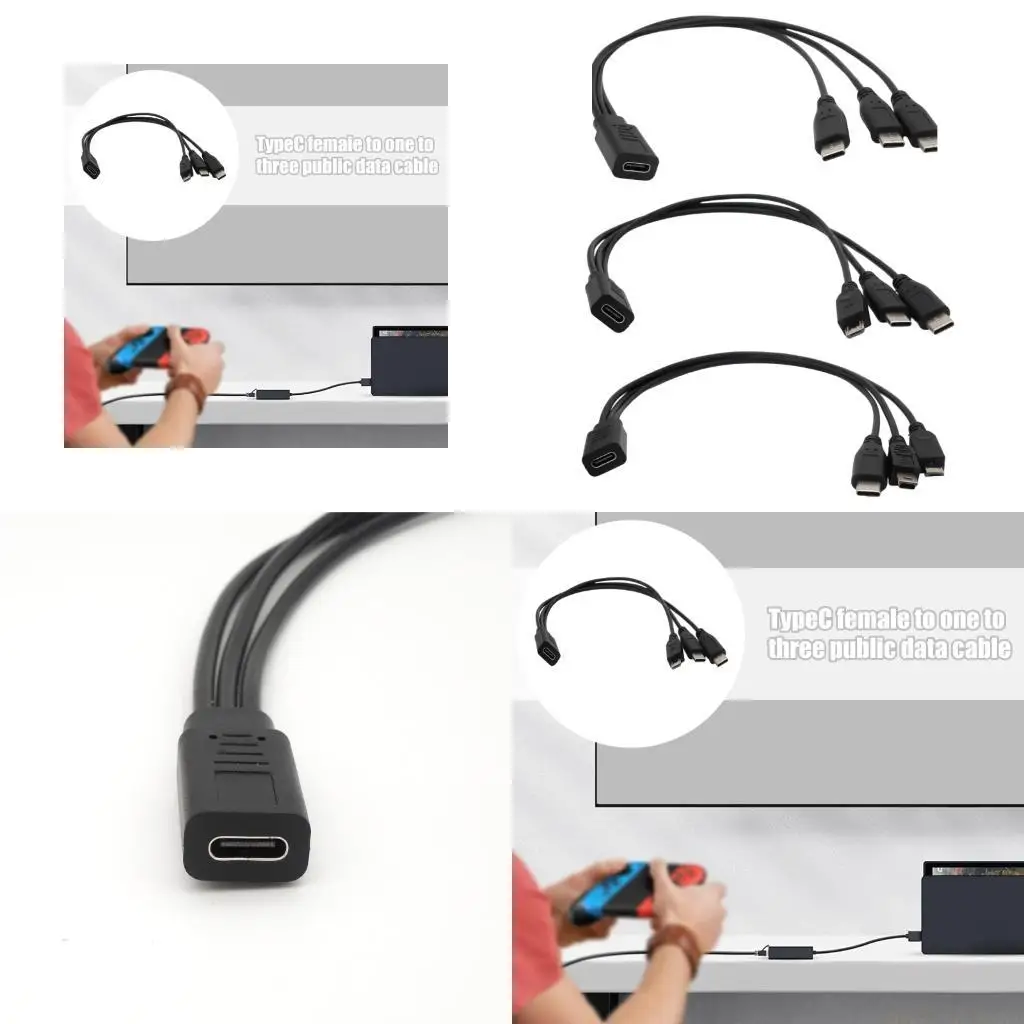 M5TD USB C Female To 3 Male Type C/Micros 5pin/Mini 5pin Cable Durability Design