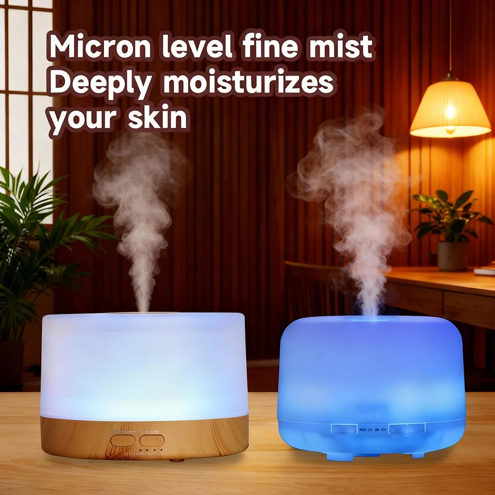 

Wood Grain Ultrasonic Air Humidifier Bedroom Aroma Diffuser with Remote Control, Timing, Auto shut-off, Seven-color Night Lights
