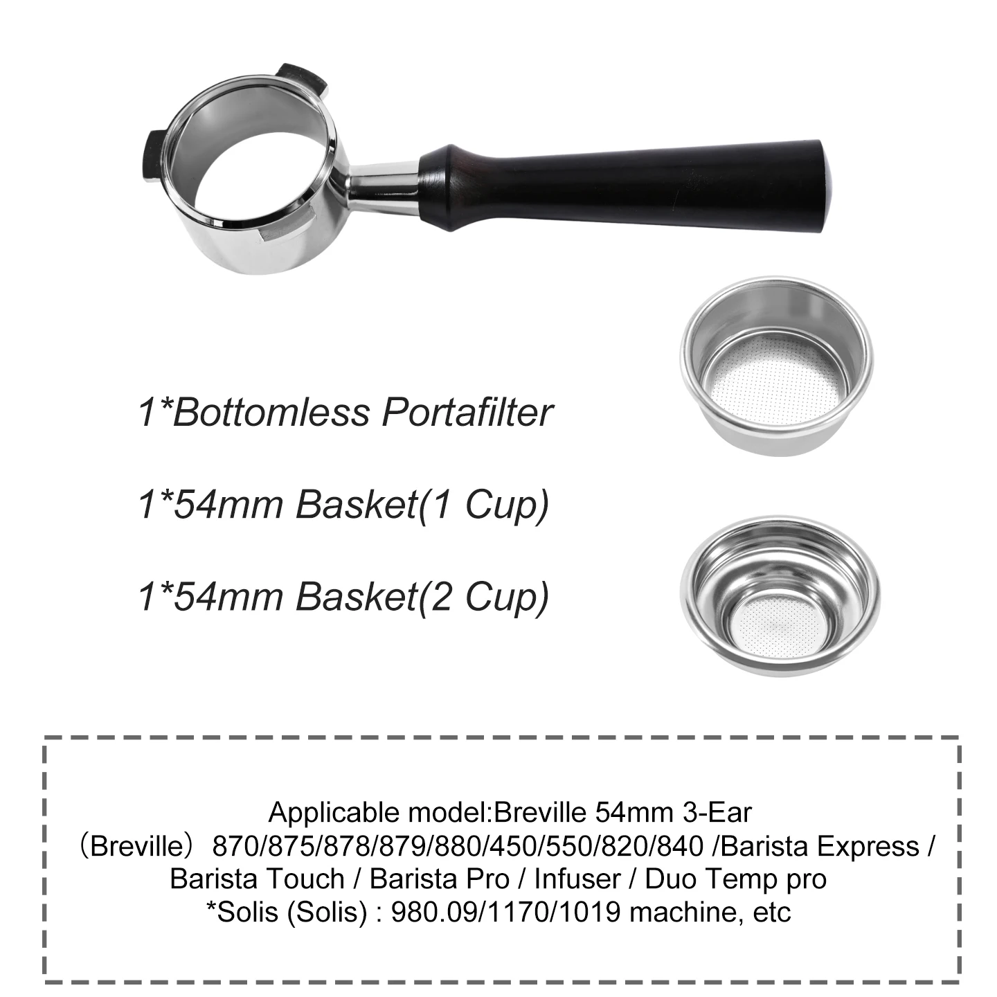 54mm Koffie Bodemloze Portafilter Naakt Voor Breville Sage 870 878 879 Filtermand Espressomachine Accessoires Barista Gereedschap
