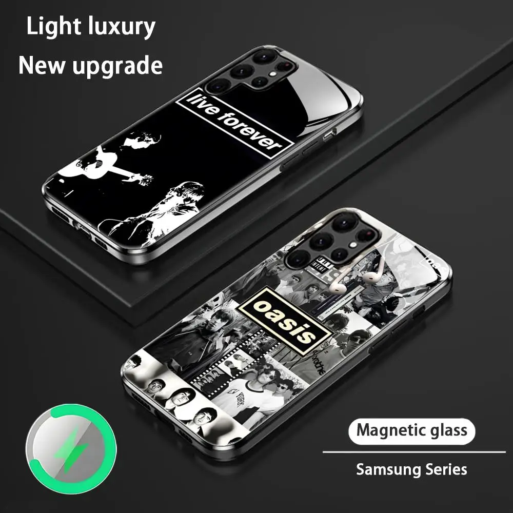 British O-Oasis Band Phone Case For Samsung S26 S25 S24 S23 S22 S21 S20 Plus Ultra Glass Magnetic Case