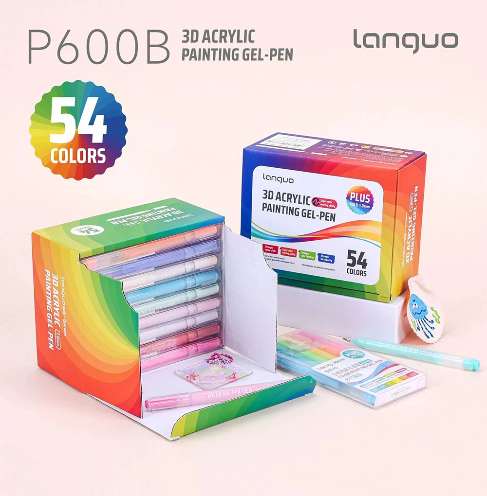Languo Driedimensionaal Effect Acryl Schilderen Gel Pennen Set 1.0mm Tip Kawaii Briefpapier Student Kleur Tekening Pen Art levert