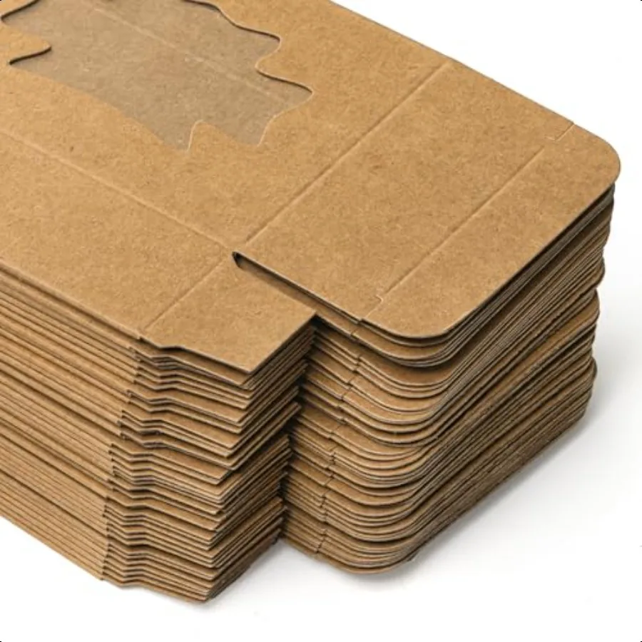 100er-Pack Seifenkisten aus Kraftpapier, Kraft-Leckerli-Boxen mit Fenster, Rec-Seifenverpackungen, Verpackung, Seifenherstellung, Kleiderbügel für Bäckerei, Süßigkeiten, Ch