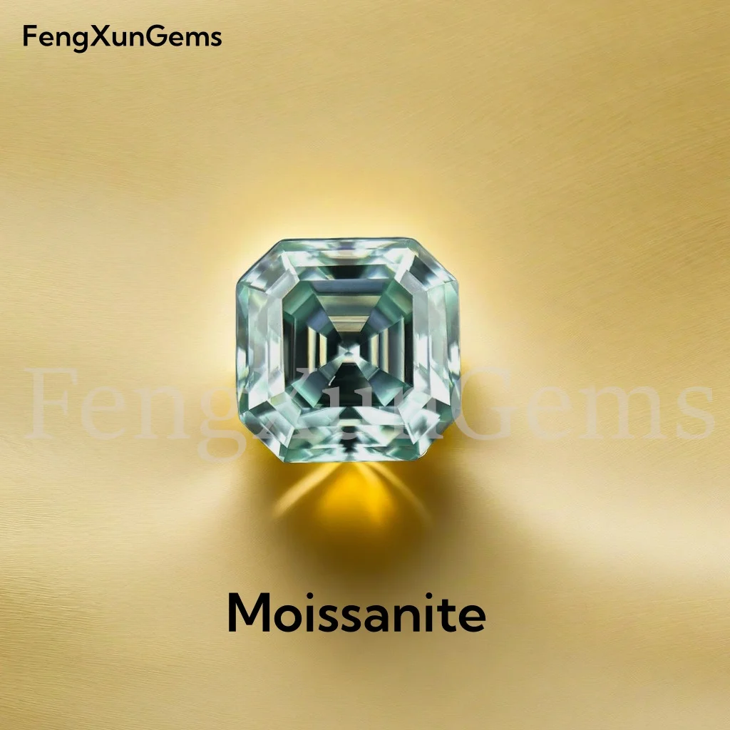 

Asscher Cut Synthetic Moissanites Stone 1ct-5ct L-Green Color VVS1 gemstones For Jewelery Ring Material make