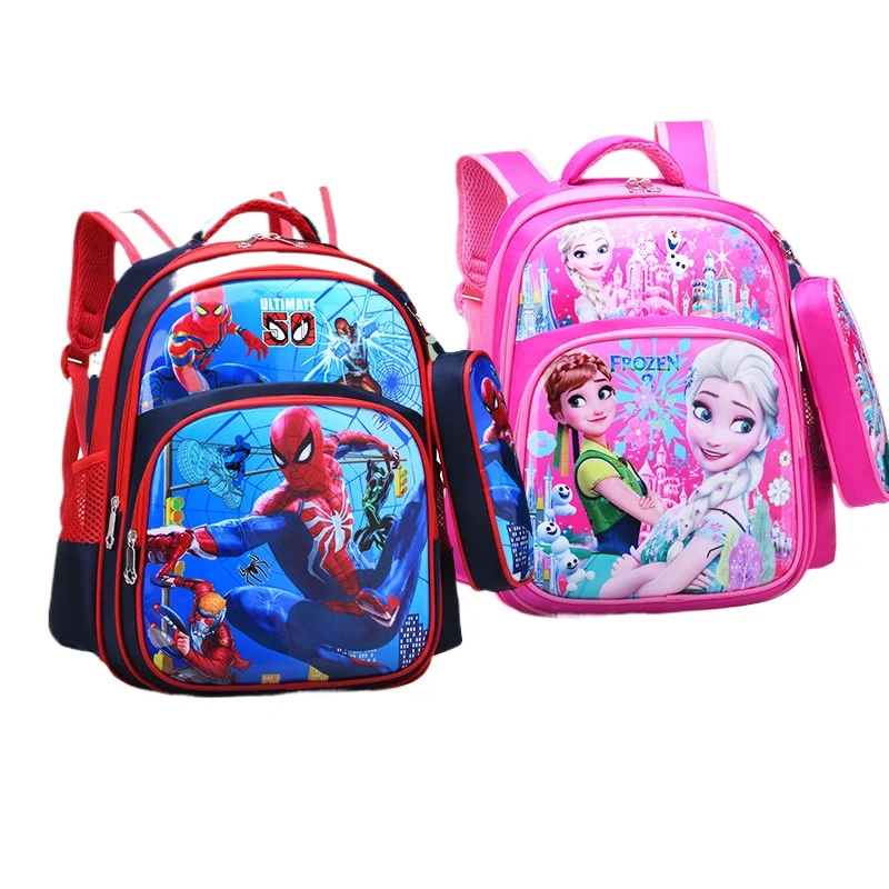 Disney girls frozen Spider-Man backpack lunch Elsa bag pencil cartoon Avengers   girl boy gift bag school student gift