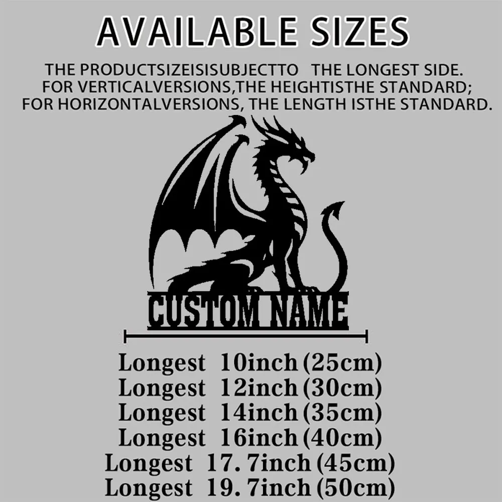 Customizable 2D Dragon Shaped Metal Wall Art Personalized Name Plaque for Nursery Living Room Or Outdoor Decor Fine Dragon Desig
